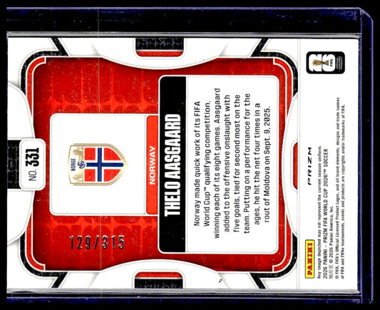 2026 Panini Prizm FIFA World Cup #331 Thelo Aasgaard Orange Flash Prizm #/315
