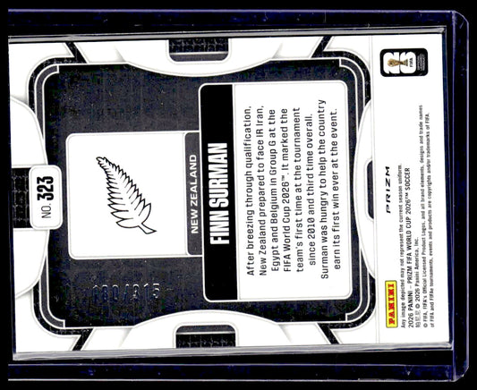 2026 Panini Prizm FIFA World Cup #323 Finn Surman Orange Flash Prizm #/315