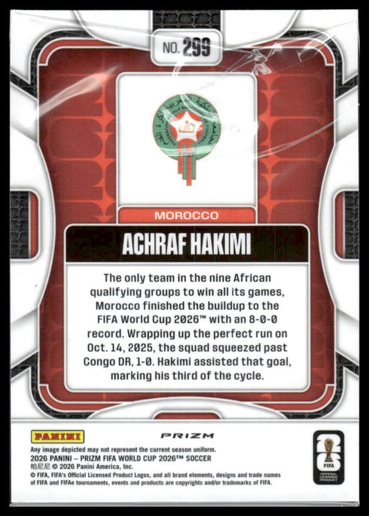2026 Panini Prizm FIFA World Cup #299 Achraf Hakimi Silver Prizm