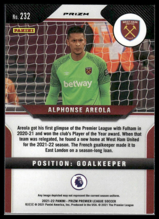 2021-22 Panini Prizm Premier League #232 Alphonse Areola Prizms Pink Ice