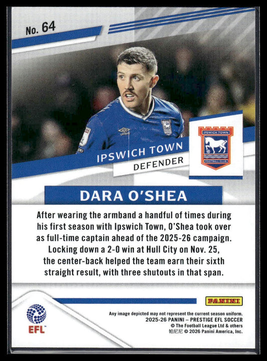 2025-26 Panini Prestige EFL #64 Dara O'Shea Diamond Xtra Time