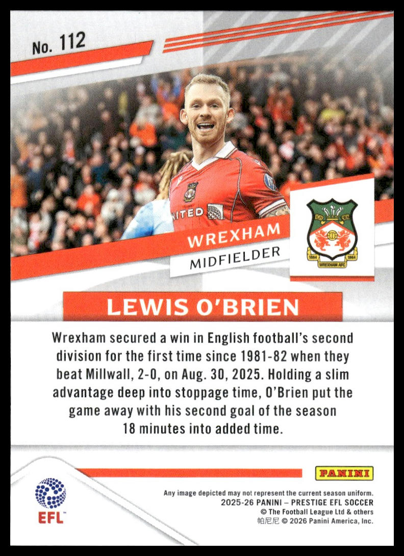 2025-26 Panini Prestige EFL #112 Lewis O'Brien