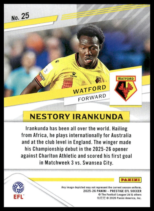 2025-26 Panini Prestige EFL #25 Nestory Irankunda