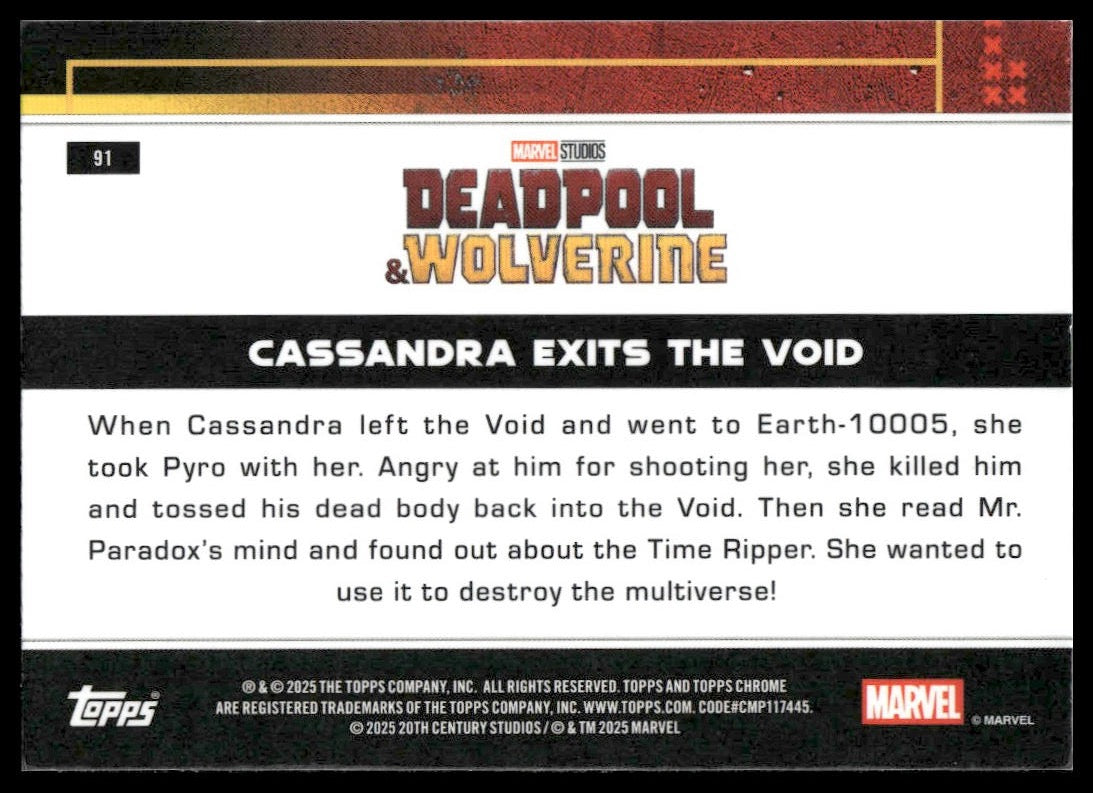 2025 Topps Chrome Marvel Deadpool #91 Cassandra Exits The Void