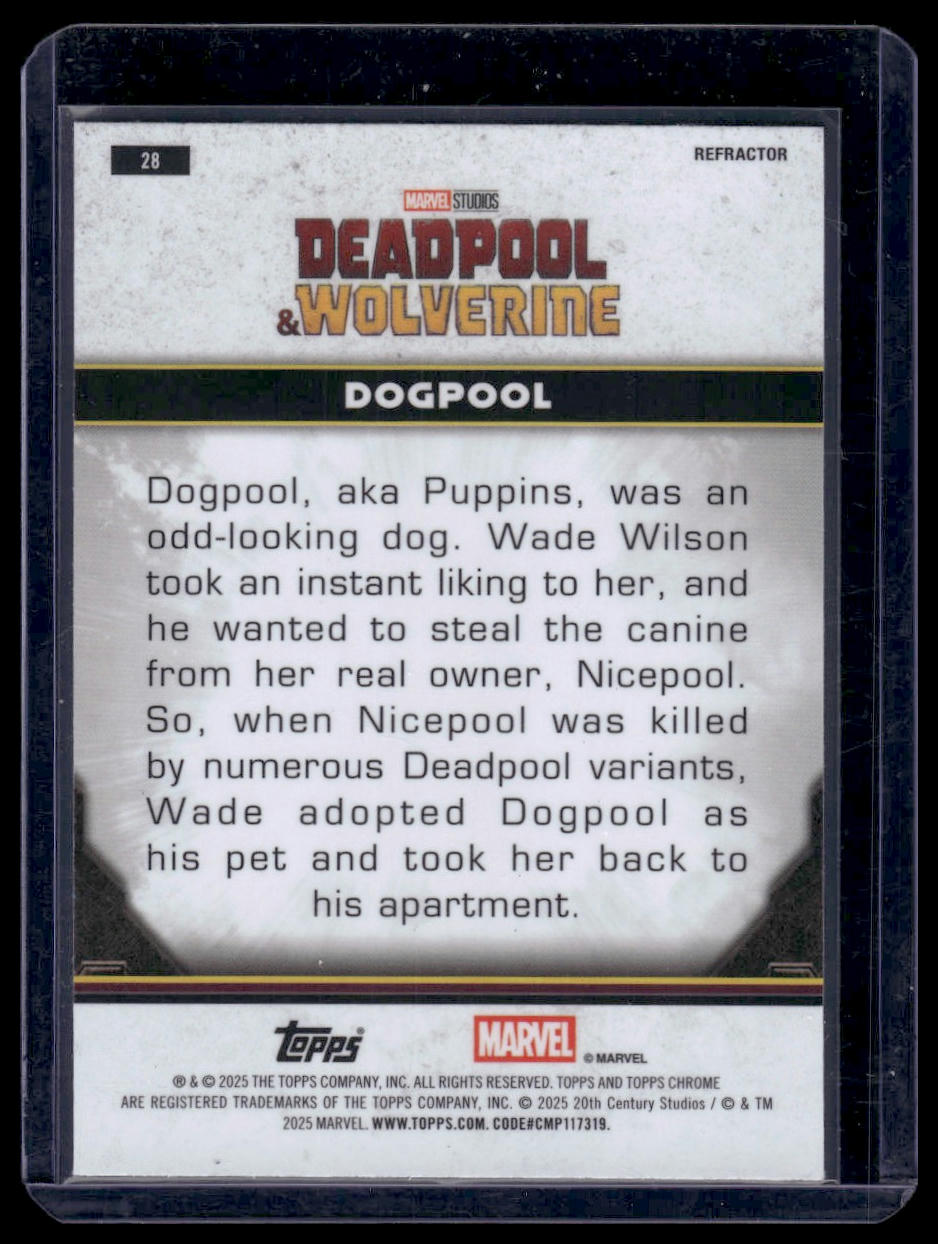 2025 Topps Chrome Marvel Deadpool #28 Dogpool Pink Shimmer Refractor