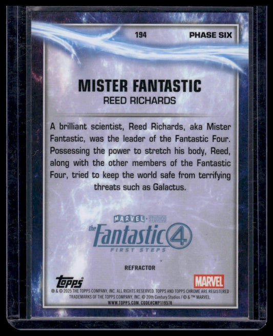 2025 Topps Chrome Marvel Studios #194 Mister Fantastic Rainbow Refractor