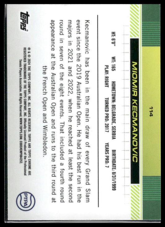 2024 Topps Chrome #114 Miomir Kecmanovic Purple/Green Refractor #/150