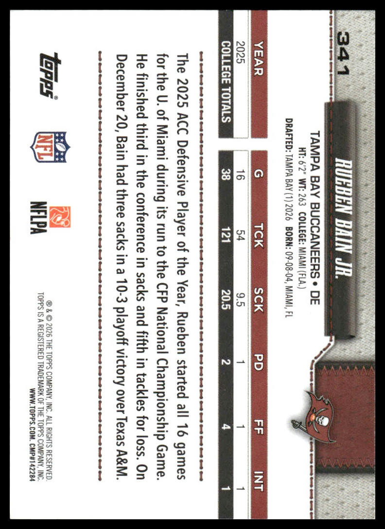 2026 Topps Flagship #341 Rueben Bain Jr.