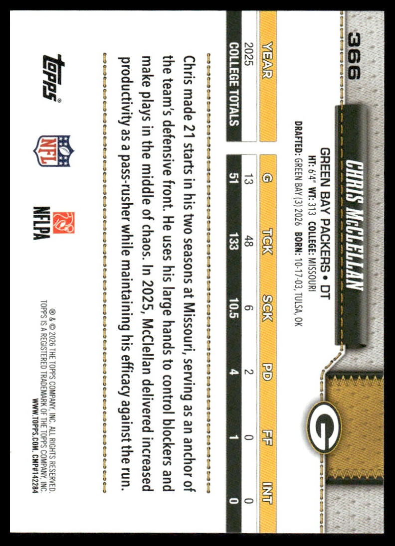 2026 Topps Flagship #366 Chris McClellan