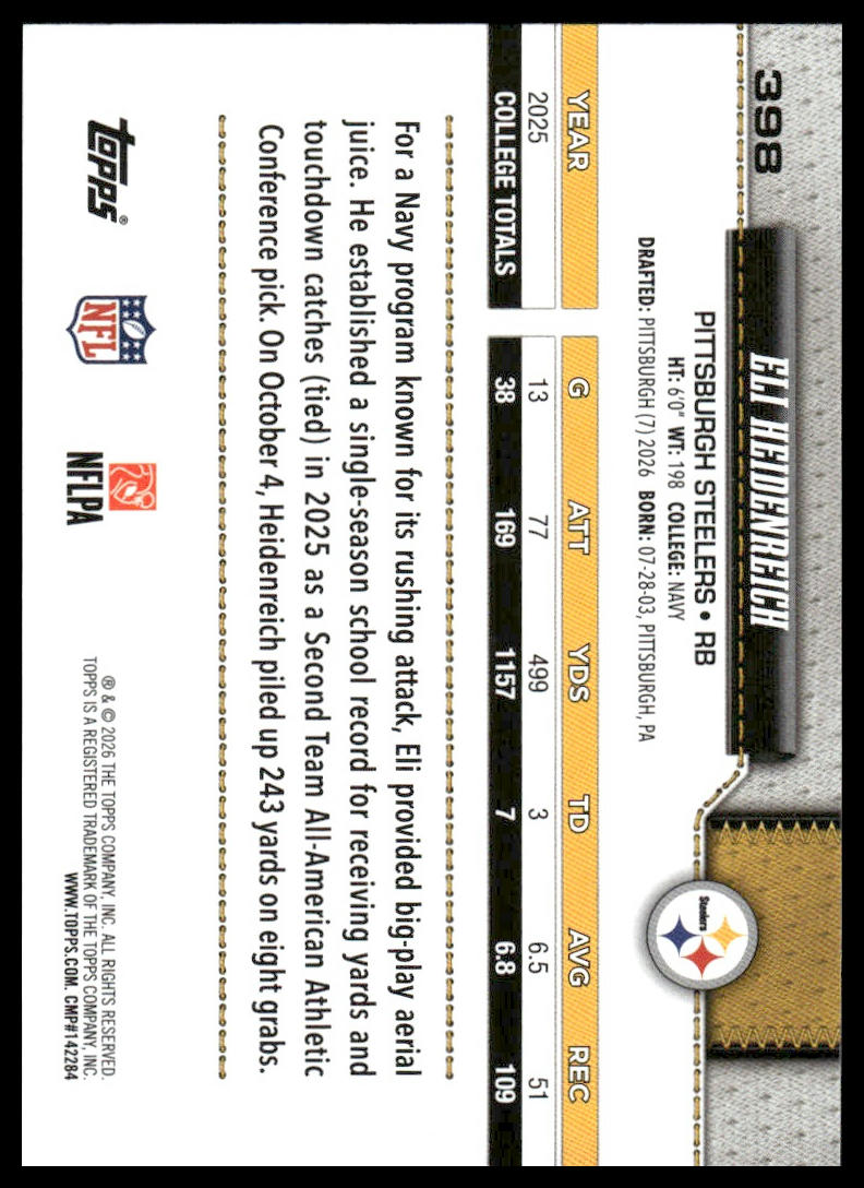 2026 Topps Football #398 Eli Heidenreich