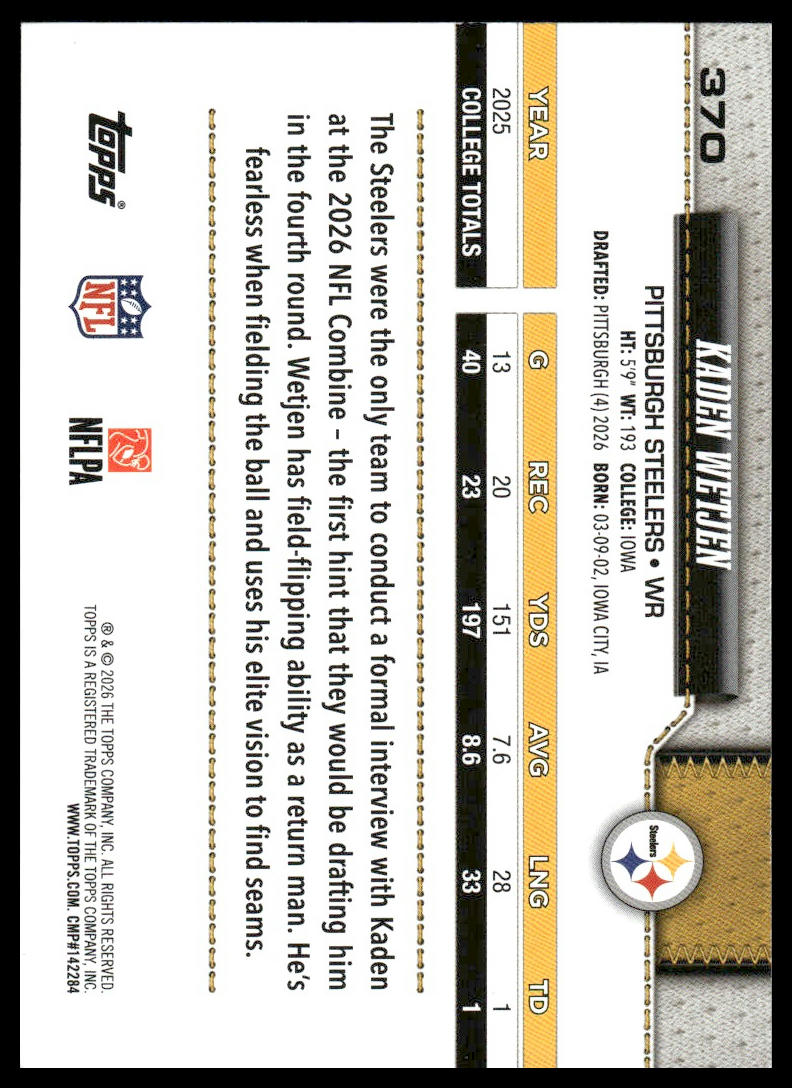 2026 Topps Flagship #370 Kaden Wetjen