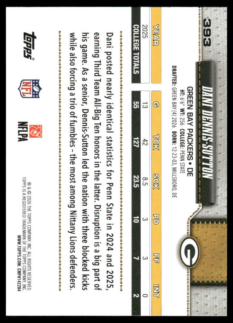 2026 Topps Flagship #393 Dani Dennis-Sutton