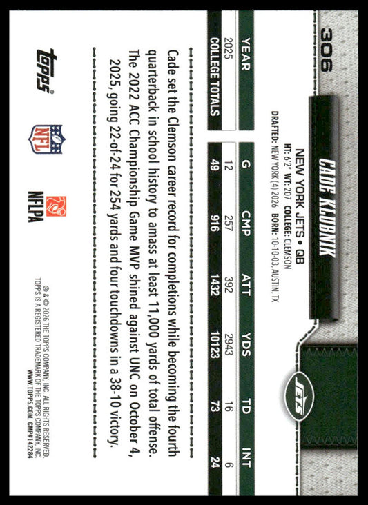 2026 Topps Football #306 Cade Klubnik
