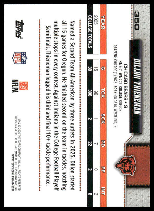 2026 Topps Football #350 Dillon Thieneman