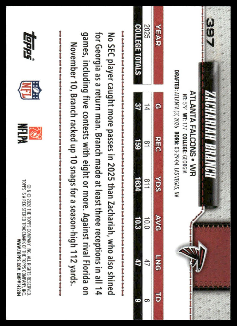 2026 Topps Flagship #397 Zachariah Branch