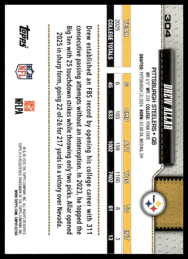 2026 Topps Football #304 Drew Allar