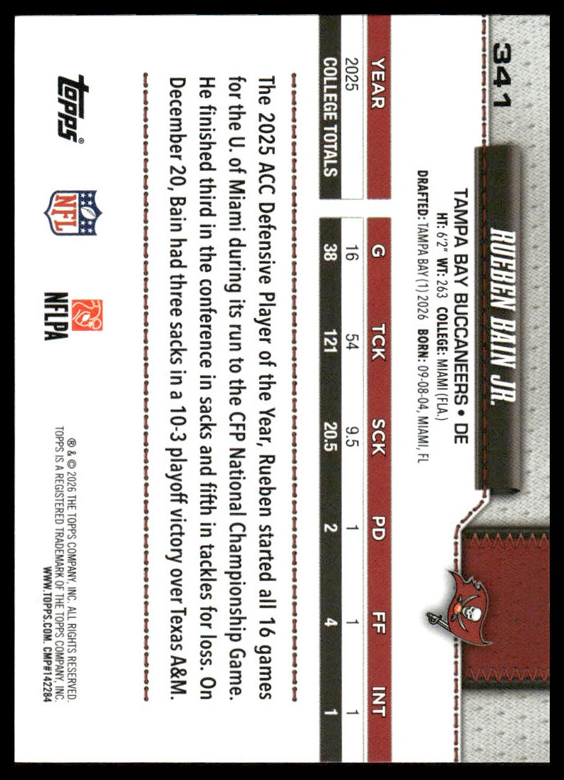2026 Topps Football #341 Rueben Bain Jr.