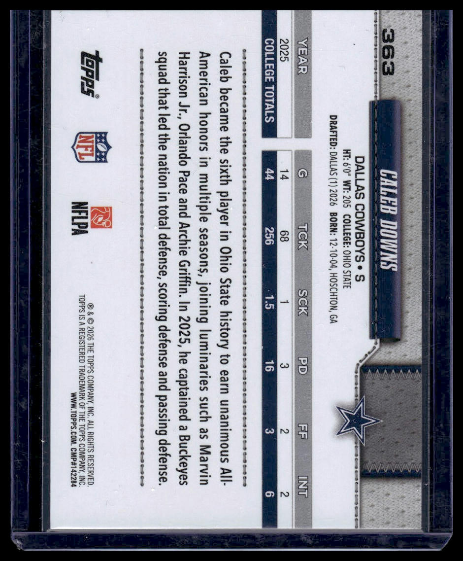 2026 Topps Flagship #363 Caleb Downs