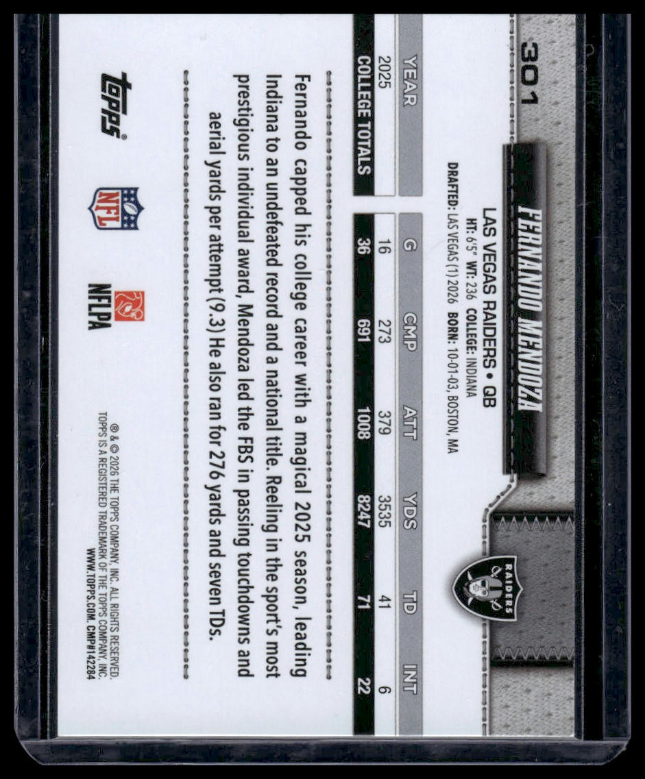 2026 Topps Flagship #301 Fernando Mendoza