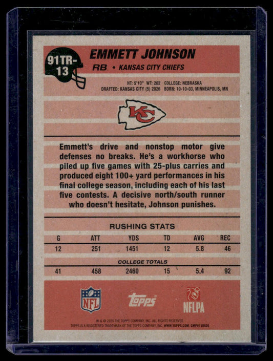 2026 Topps Flagship #91TR-13 Emmett Johnson 1991 Throwback
