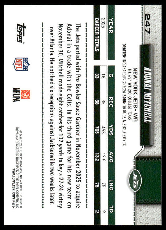 2026 Topps Flagship #247 Adonai Mitchell
