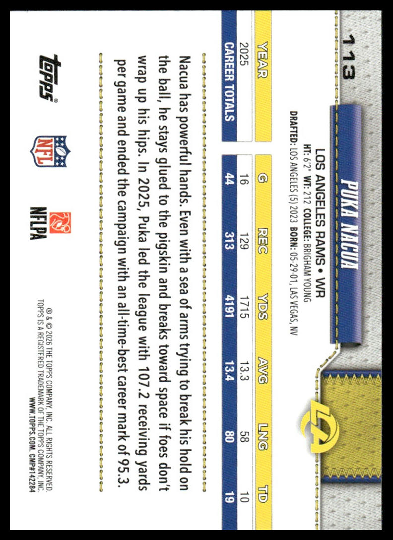 2026 Topps Football #113 Puka Nacua