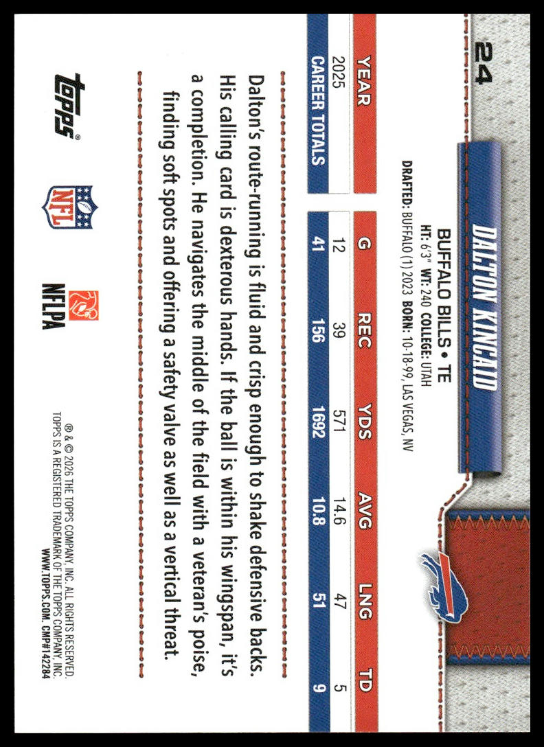 2026 Topps Football #24 Dalton Kincaid