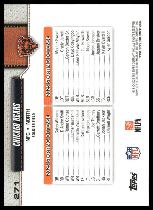 2026 Topps Football #271 Chicago Bears Team Card
