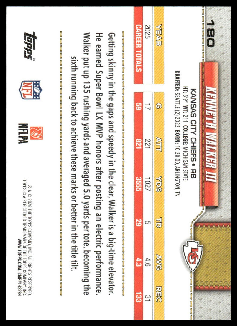 2026 Topps Flagship #180 Kenneth Walker III