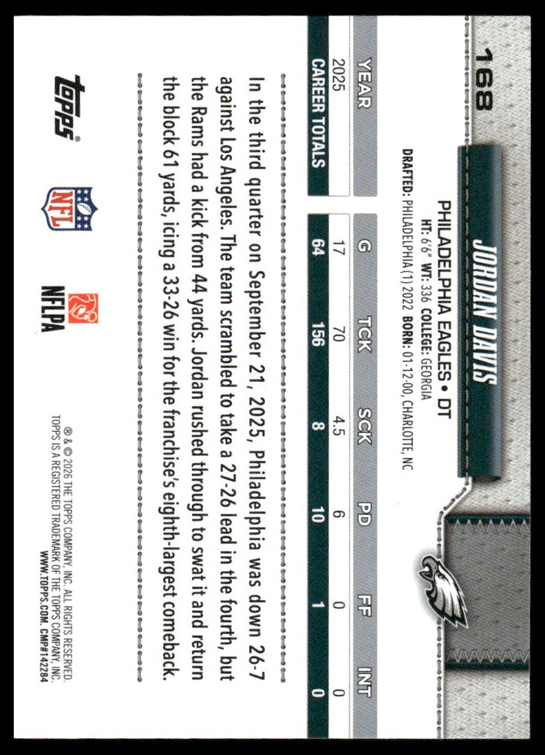 2026 Topps Flagship #168 Jordan Davis