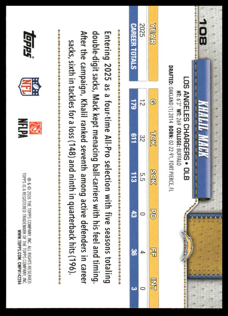 2026 Topps Flagship #108 Khalil Mack