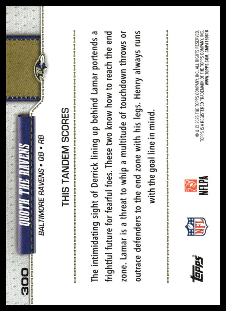 2026 Topps Flagship #300 Quoth The Ravens (Lamar Jackson / Derrick Henry)