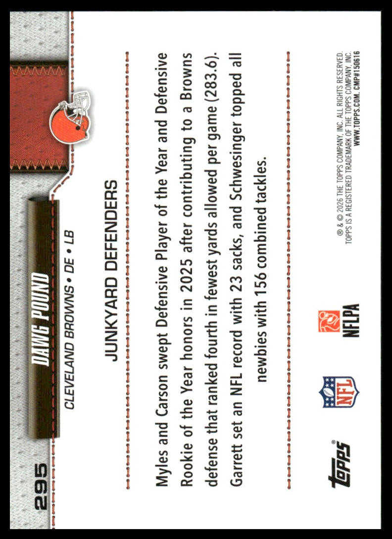 2026 Topps Football #295 Dawg Pound Combo