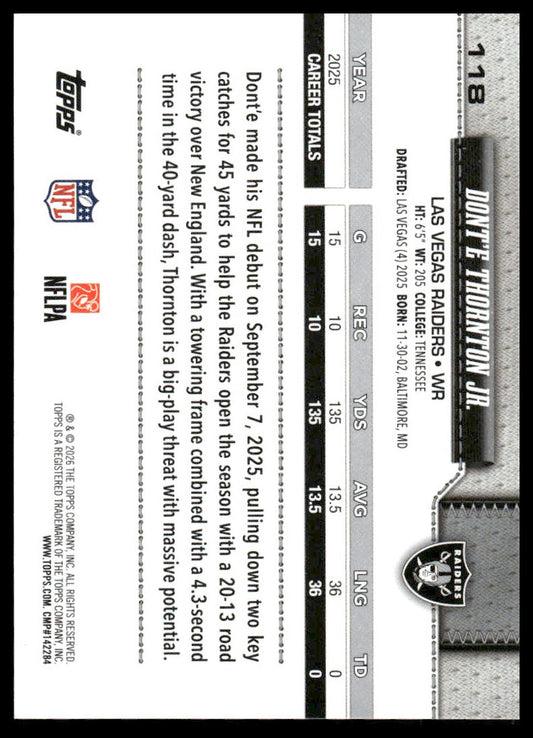 2026 Topps Football #118 Dont'e Thornton Jr.
