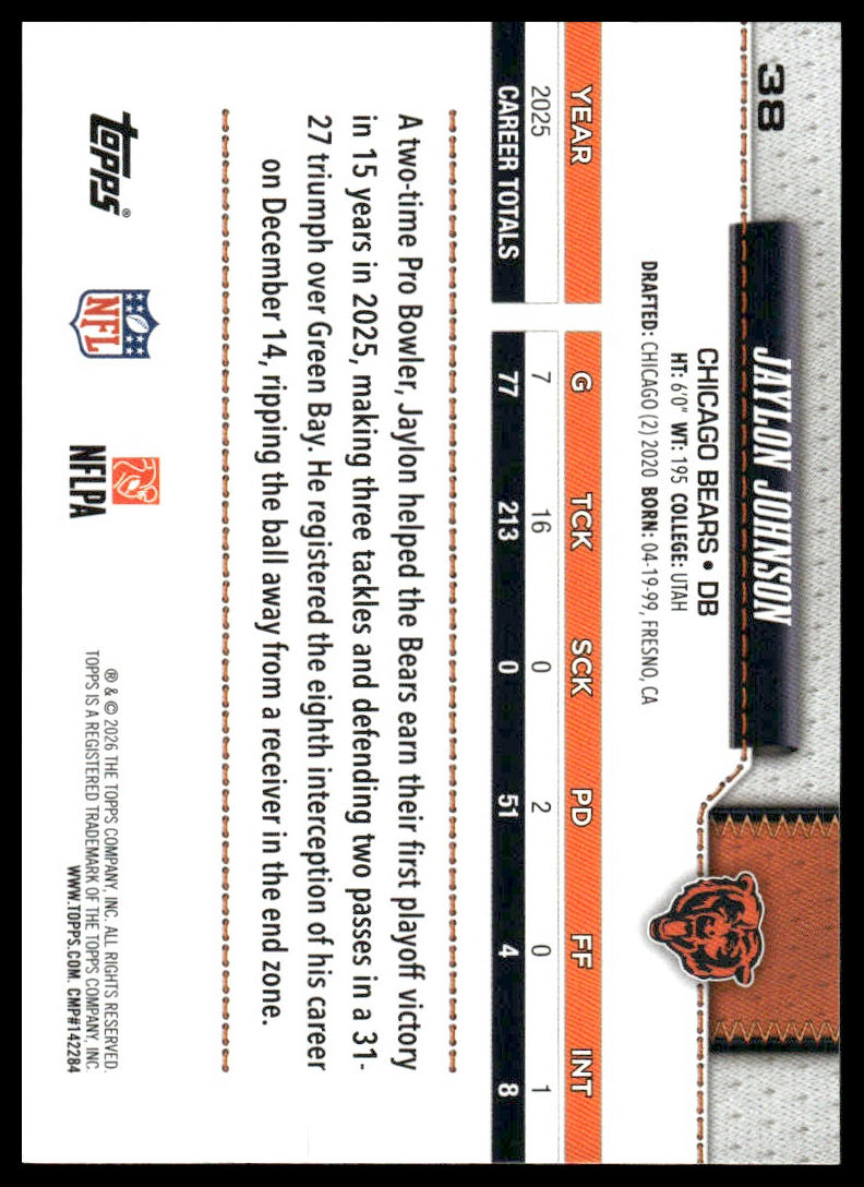 2026 Topps Football #38 Jaylon Johnson