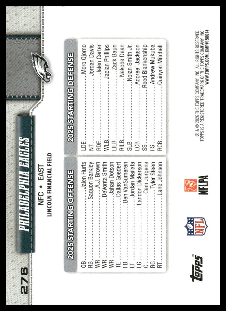 2026 Topps Flagship #276 Philadelphia Eagles