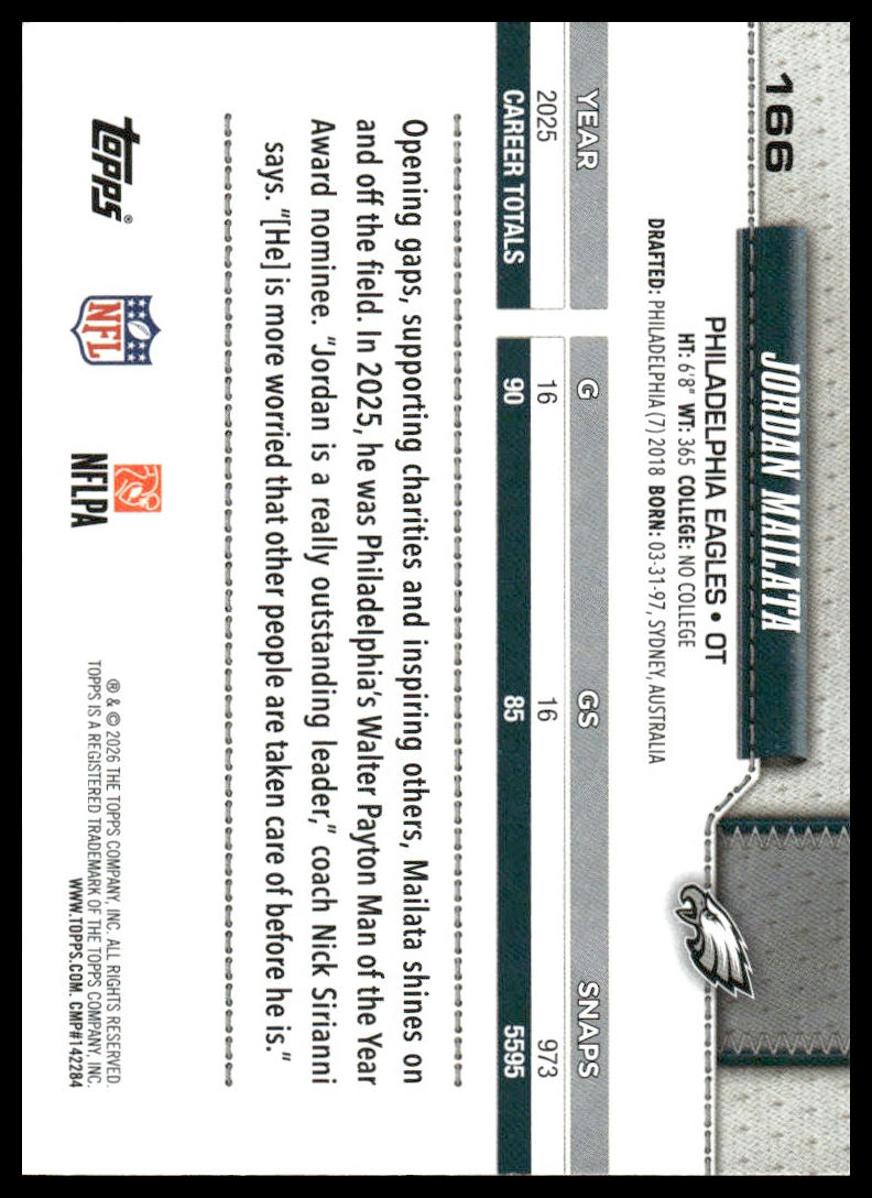 2026 Topps Flagship #166 Jordan Mailata