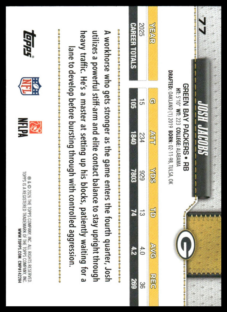 2026 Topps Flagship #77 Josh Jacobs