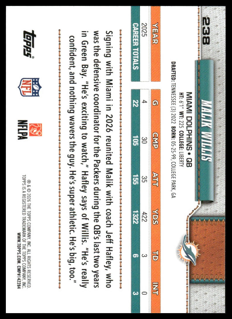 2026 Topps Flagship #238 Malik Willis