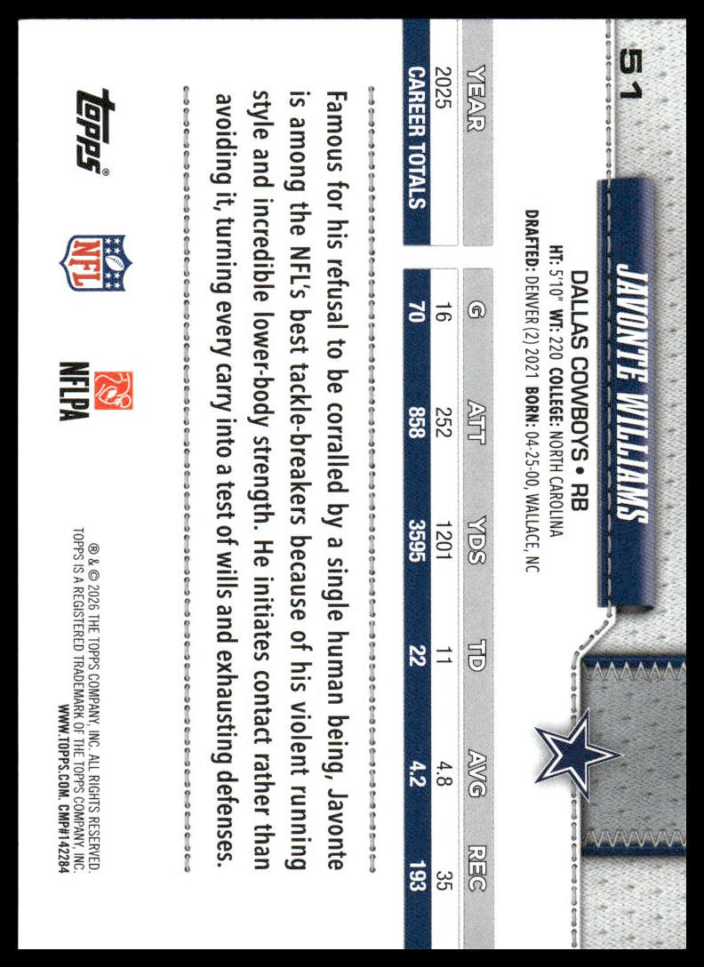2026 Topps Football #51 Javonte Williams