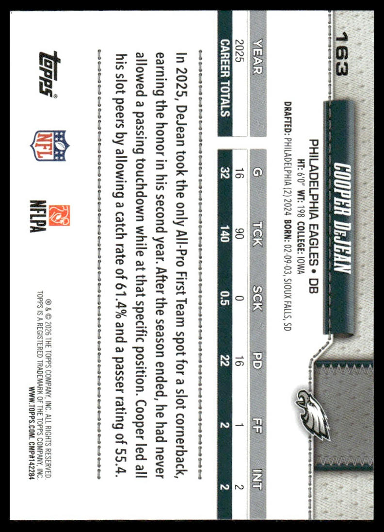 2026 Topps Flagship #163 Cooper DeJean