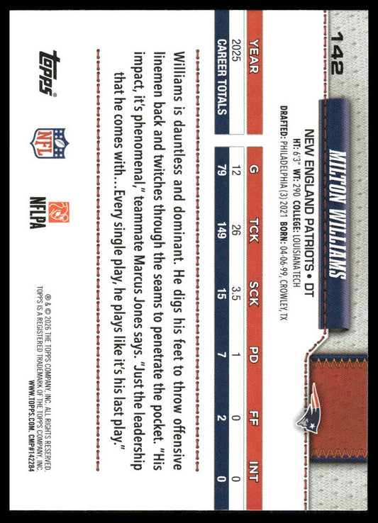 2026 Topps Football #142 Milton Williams