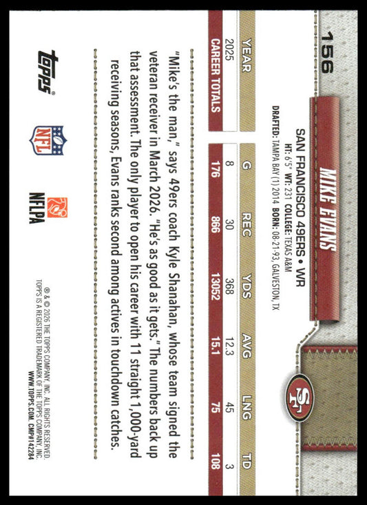 2026 Topps Football #156 Mike Evans