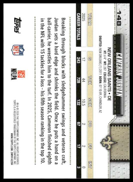 2026 Topps Football #148 Cameron Jordan