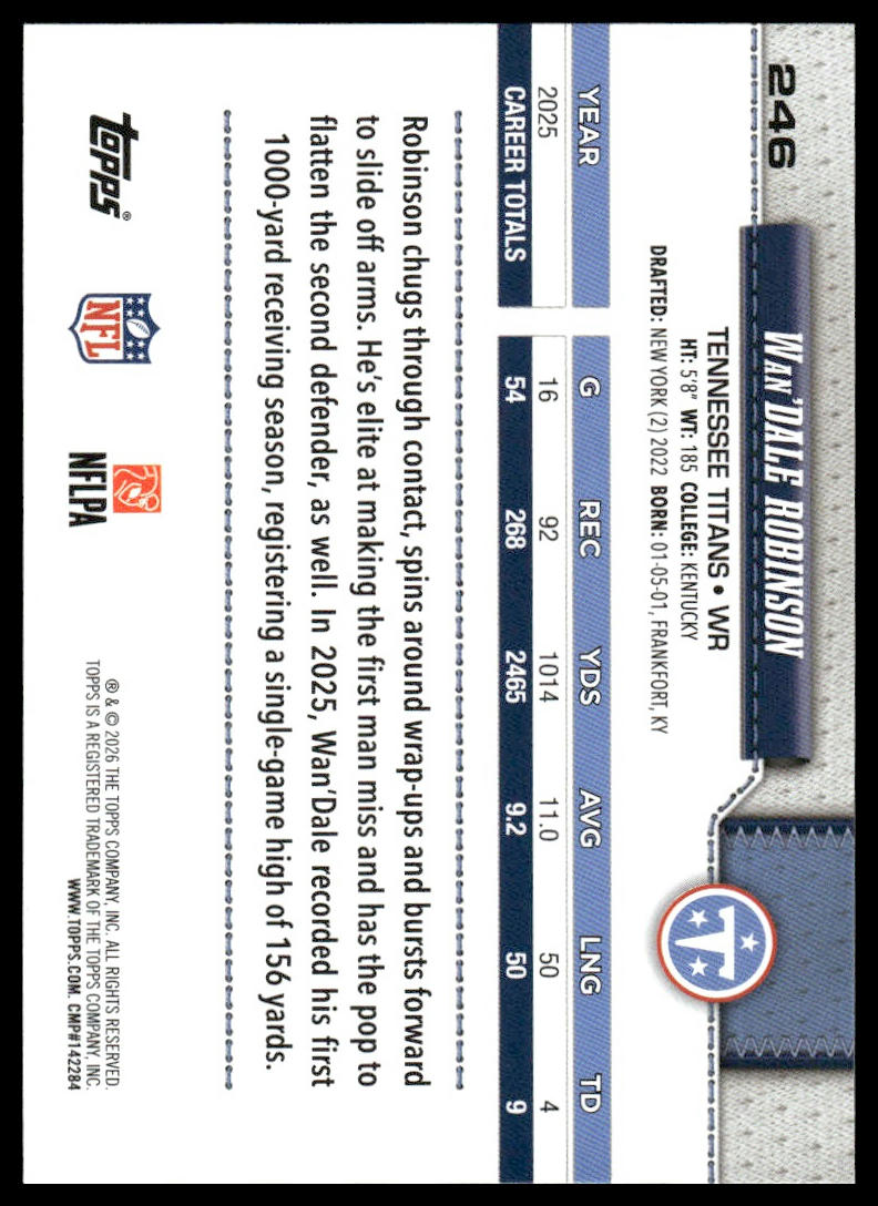 2026 Topps Flagship #246 Wan'Dale Robinson