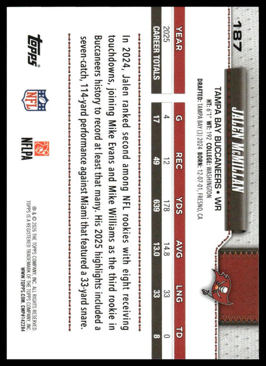 2026 Topps Football #187 Jalen McMillan