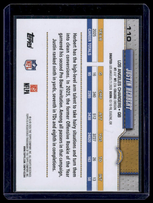 2026 Topps Flagship #110 Justin Herbert