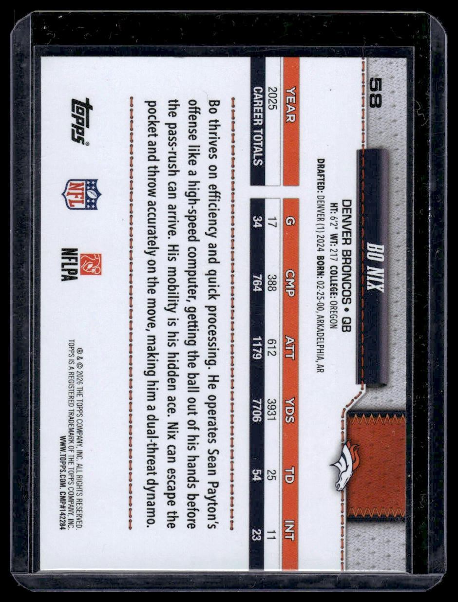 2026 Topps Football #58 Bo Nix