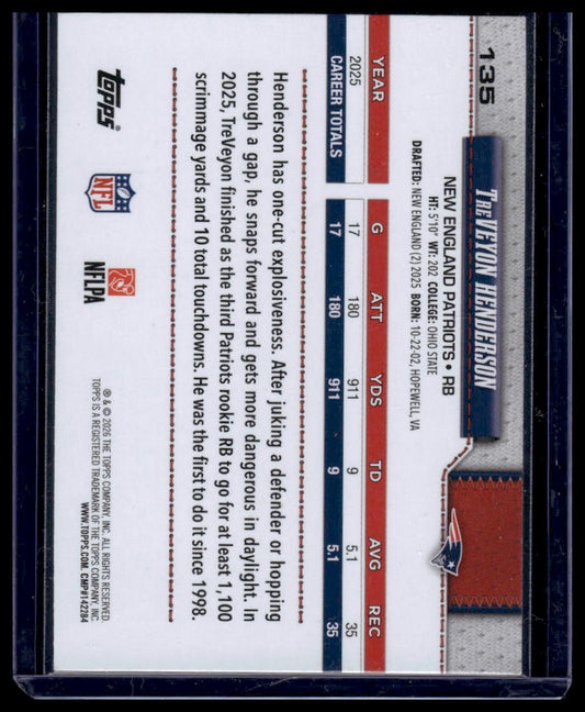 2026 Topps Flagship #135 TreVeyon Henderson