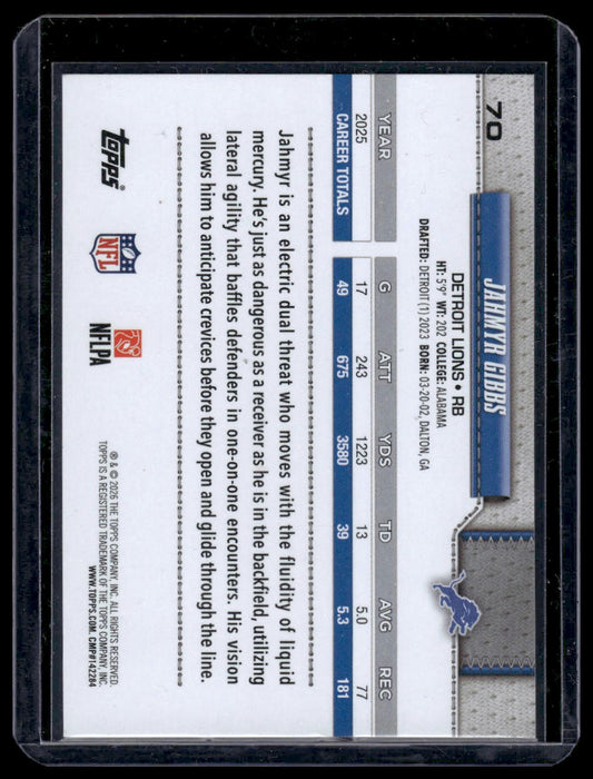 2026 Topps Football #70 Jahmyr Gibbs